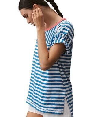 Anthropologie Pilcro The Jordyn Striped Cotton Slub Oversized Tee Size Small